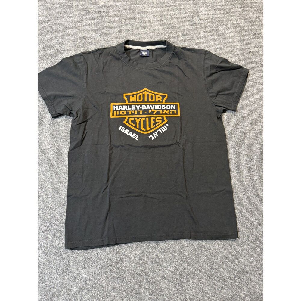 Harley Davidson Israel Mens XL Black Graphic T Shirt Hebrew Motorcycle Tee